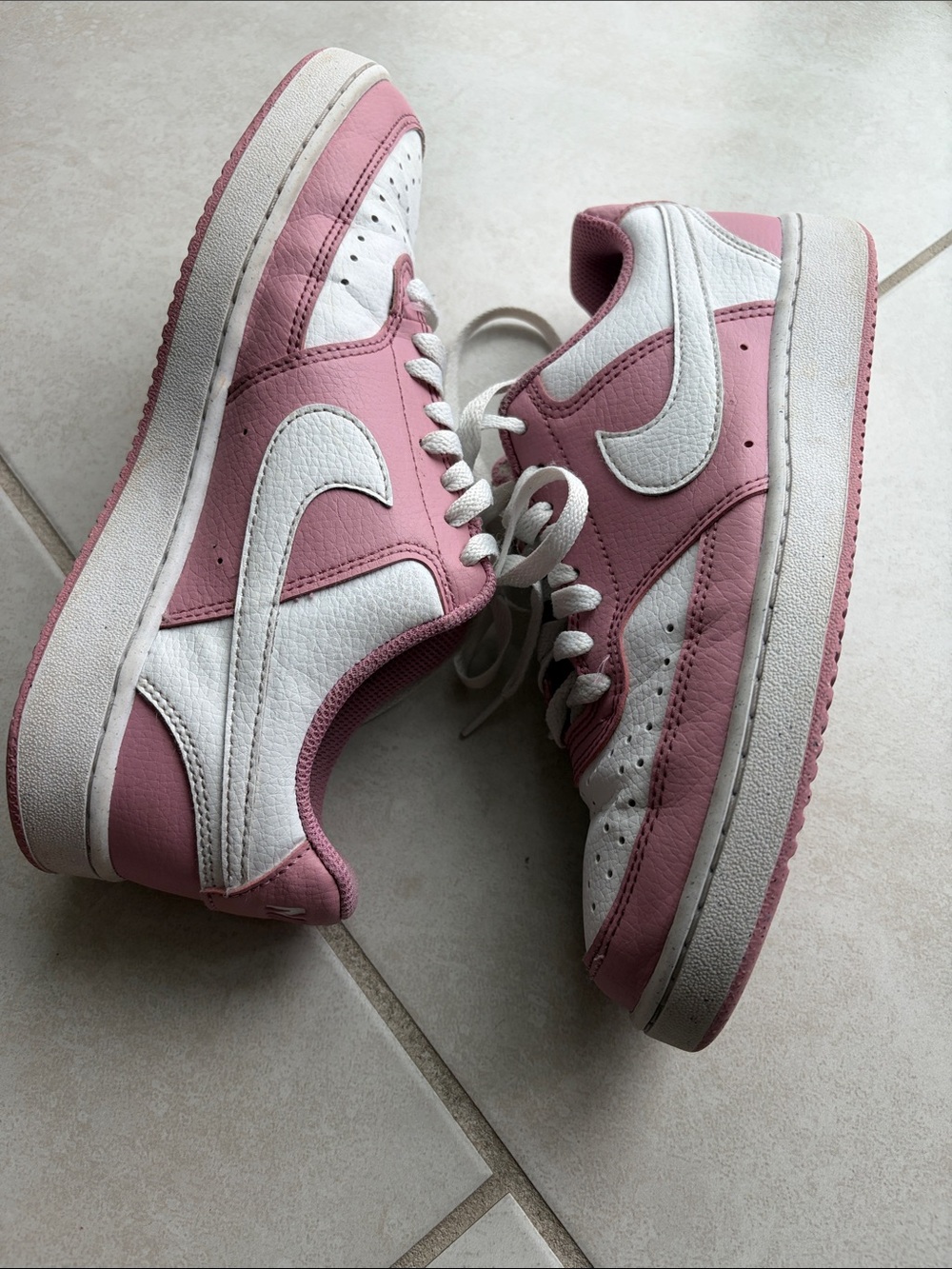 Nike Women's Court Vision Low Next Nature in Pink/White - Picture 3 of 7
